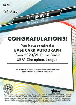2020-21 Finest UEFA Champions League - Autographs Neon Green Wave Refractor #FA-NU Naci Ünüvar Back