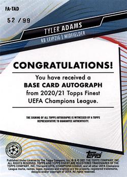 2020-21 Finest UEFA Champions League - Autographs Neon Green Wave Refractor #FA-TAD Tyler Adams Back