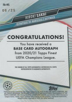 2020-21 Finest UEFA Champions League - Autographs Orange Wave Refractor #FA-HS Hiroki Sakai Back