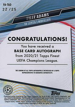 2020-21 Finest UEFA Champions League - Autographs Orange Wave Refractor #FA-TAD Tyler Adams Back