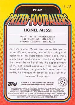 2020-21 Finest UEFA Champions League - Prized Footballers Autographs #PF-LM Lionel Messi Back