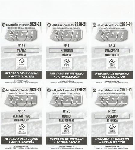 2020-21 Panini LaLiga Santander Este Stickers - Mercado de Invierno Jugon Sheets #1 Unai Vencedor / Ruben Sobrino / Ruben Yanez / Idrissa Doumbia / Jon Guridi / Yeremi Pino Back