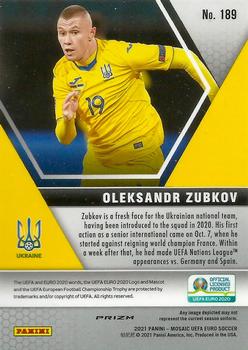 2021 Panini Mosaic UEFA EURO 2020 - Blue Pulsar #189 Oleksandr Zubkov Back