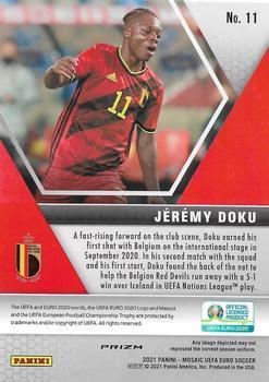2021 Panini Mosaic UEFA EURO 2020 - Gold Pulsar #11 Jeremy Doku Back