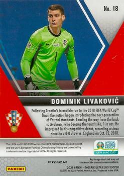2021 Panini Mosaic UEFA EURO 2020 - Gold Pulsar #18 Dominik Livakovic Back