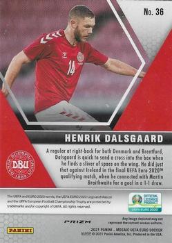 2021 Panini Mosaic UEFA EURO 2020 - Red Pulsar #36 Henrik Dalsgaard Back