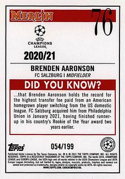 2020-21 Merlin Chrome UEFA Champions League - Aqua #76 Brenden Aaronson Back