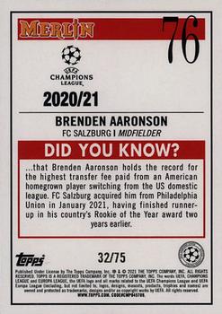 2020-21 Merlin Chrome UEFA Champions League - Blue #76 Brenden Aaronson Back
