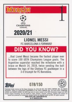 2020-21 Merlin Chrome UEFA Champions League - Speckle #1 Lionel Messi Back