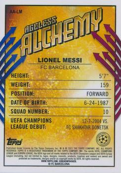 2020-21 Merlin Chrome UEFA Champions League - Ageless Alchemy #AA-LM Lionel Messi Back