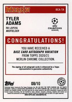 2020-21 Merlin Chrome UEFA Champions League - Chrome Autographs Red #BCA-TA Tyler Adams Back