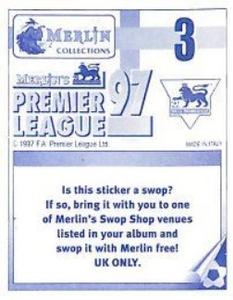 1996-97 Merlin's Premier League 97 #3 Arsene Wenger Back