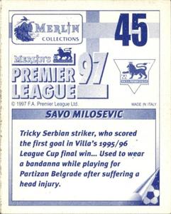 1996-97 Merlin's Premier League 97 #45 Savo Milosevic Back