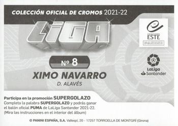 2021-22 Panini LaLiga Santander Este Stickers #8 Ximo Navarro Back