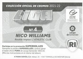 2021-22 Panini LaLiga Santander Este Stickers #4 Nico Williams Back