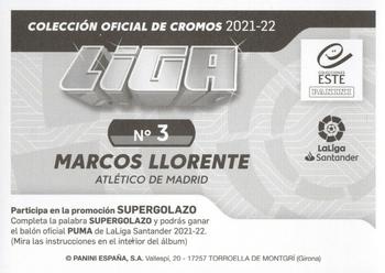 2021-22 Panini LaLiga Santander Este Stickers #3 Marcos Llorente Back
