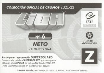 2021-22 Panini LaLiga Santander Este Stickers #6 Neto Back