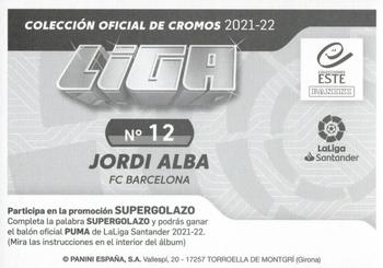 2021-22 Panini LaLiga Santander Este Stickers #12 Jordi Alba Back