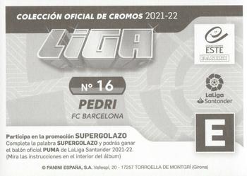 2021-22 Panini LaLiga Santander Este Stickers #16 Pedri Back