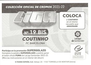 2021-22 Panini LaLiga Santander Este Stickers #19 BIS Coutinho Back