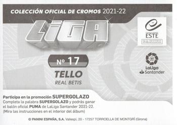 2021-22 Panini LaLiga Santander Este Stickers #17 Cristian Tello Back