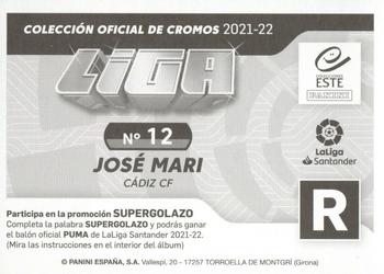 2021-22 Panini LaLiga Santander Este Stickers #12 José Mari Back