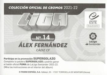 2021-22 Panini LaLiga Santander Este Stickers #14 Álex Fernández Back