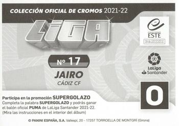 2021-22 Panini LaLiga Santander Este Stickers #17 Jairo Back