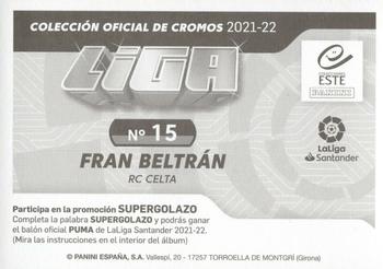 2021-22 Panini LaLiga Santander Este Stickers #15 Fran Beltrán Back