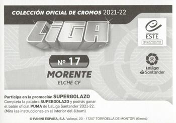 2021-22 Panini LaLiga Santander Este Stickers #17 Jose Antonio Morente Back