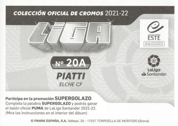 2021-22 Panini LaLiga Santander Este Stickers #20A Pablo Piatti Back