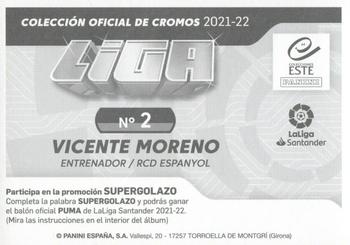 2021-22 Panini LaLiga Santander Este Stickers #2 Vicente Moreno Back