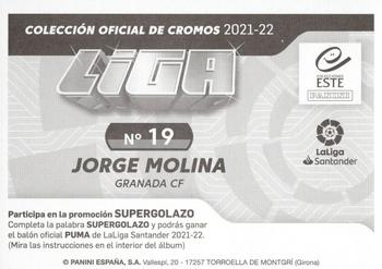2021-22 Panini LaLiga Santander Este Stickers #19 Jorge Molina Back