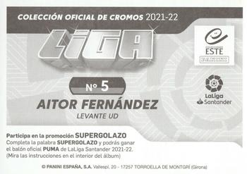 2021-22 Panini LaLiga Santander Este Stickers #5 Aitor Fernández Back