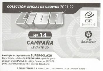 2021-22 Panini LaLiga Santander Este Stickers #14 Campaña Back