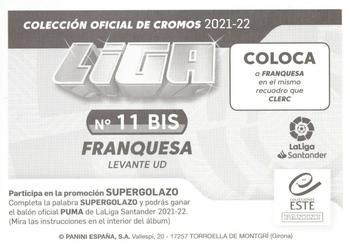 2021-22 Panini LaLiga Santander Este Stickers #11 BIS Enric Franquesa Dolz Back