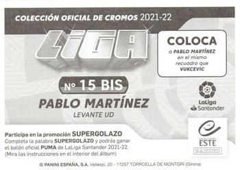 2021-22 Panini LaLiga Santander Este Stickers #15 BIS Pablo Martínez Back