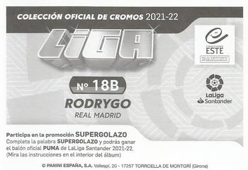 2021-22 Panini LaLiga Santander Este Stickers #18B Rodrygo Back