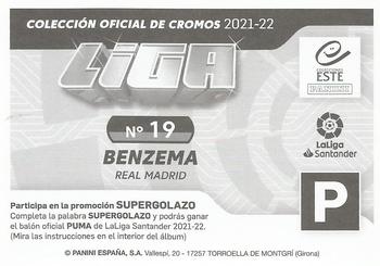 2021-22 Panini LaLiga Santander Este Stickers #19 Benzema Back