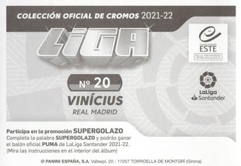 2021-22 Panini LaLiga Santander Este Stickers #20 Vinicius Junior Back