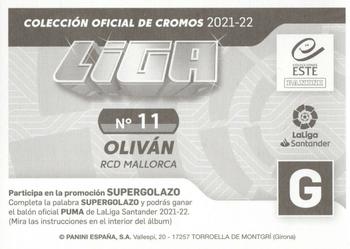 2021-22 Panini LaLiga Santander Este Stickers #11 Brian Olivan Back