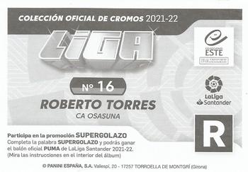 2021-22 Panini LaLiga Santander Este Stickers #16 Roberto Torres Back