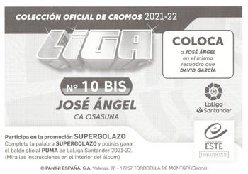 2021-22 Panini LaLiga Santander Este Stickers #10 BIS José Ángel Valdes Back