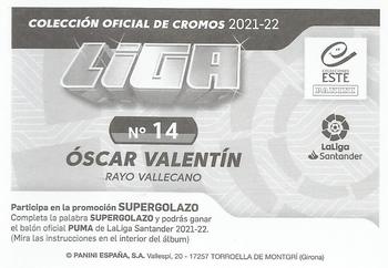 2021-22 Panini LaLiga Santander Este Stickers #14 Oscar Valentin Back