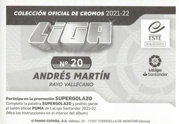 2021-22 Panini LaLiga Santander Este Stickers #20 Andrés Martín Back