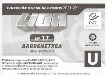 2021-22 Panini LaLiga Santander Este Stickers #17 Barrenetxea Back
