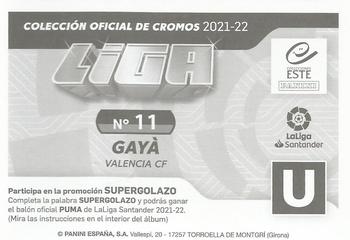 2021-22 Panini LaLiga Santander Este Stickers #11 Jose Luis Gaya Back