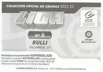 2021-22 Panini LaLiga Santander Este Stickers #6 Rulli Back