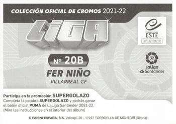 2021-22 Panini LaLiga Santander Este Stickers #20B Fernando Niño Rodríguez Back