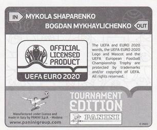 2021 Panini UEFA Euro 2020 Tournament Edition - Panini UEFA Euro 2020 Tournament Edition Updates #328x Mykola Shaparenko Back